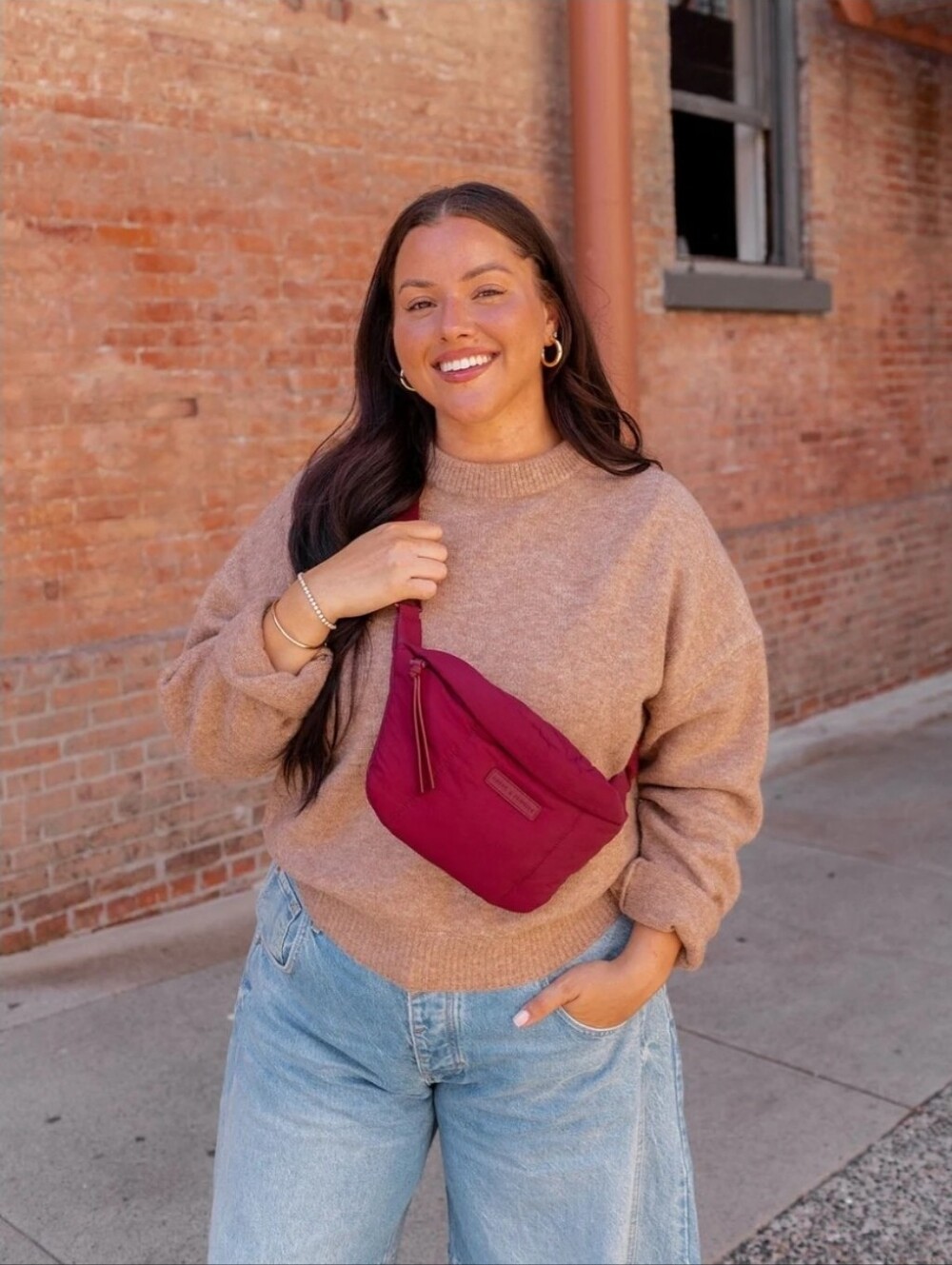 NWT Poppy & Peonies Nylon Sidekick Crossbody Belt Bag Berry Burgundy Wine